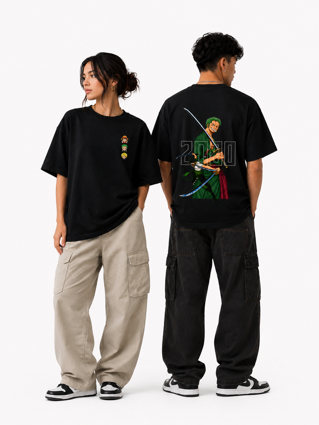 Zoro Katana Oversized Black Anime Graphic T-Shirt