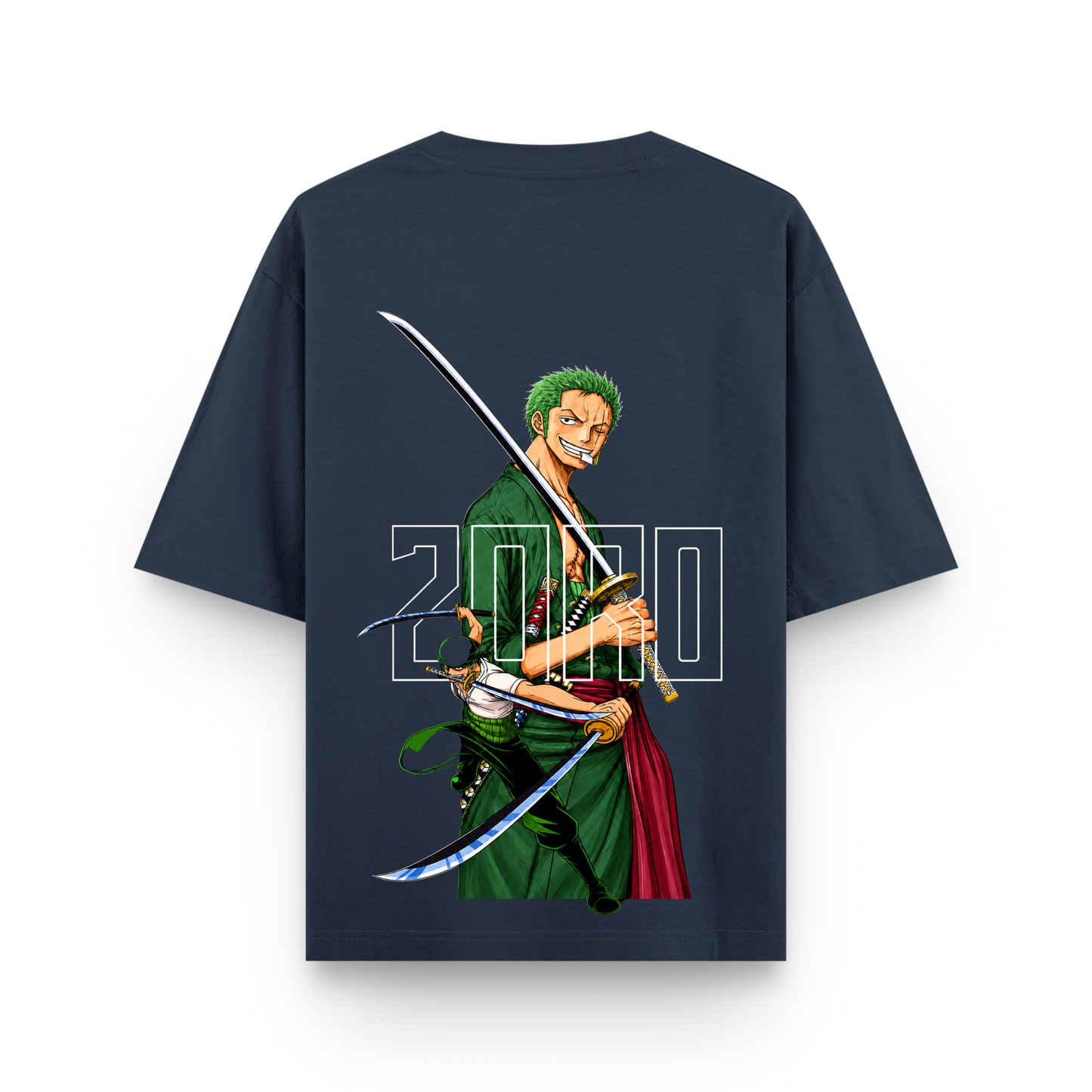 Zoro Katana Oversized Navy Blue Anime Graphic T-shirt