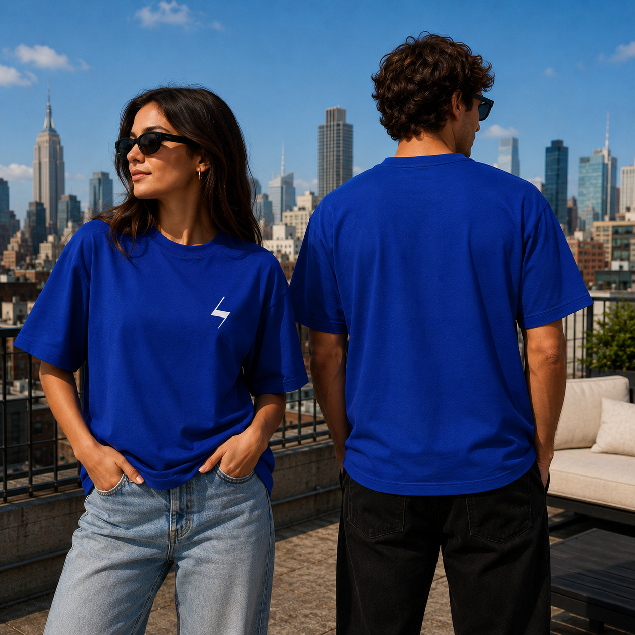 Royal Blue Signature Oversized Cotton Unisex T shirt