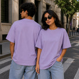 Lavender Plain Oversized Cotton T-Shirt Unisex – Blank Essential